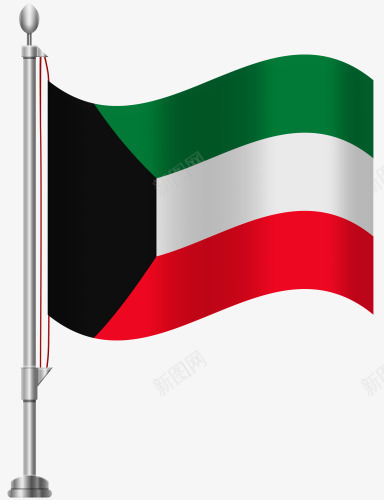 科威特国旗png免抠素材_新图网 https://ixintu.com 国旗 旗帜 白色 科威特 红色 绿色