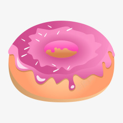 手绘粉色甜甜圈素材