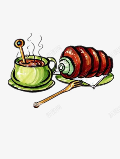 卡通下午茶套餐png免抠素材_新图网 https://ixintu.com 卡通咖啡 卡通面包 套餐 甜点 美食