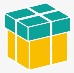黄色立体方形盒子素材