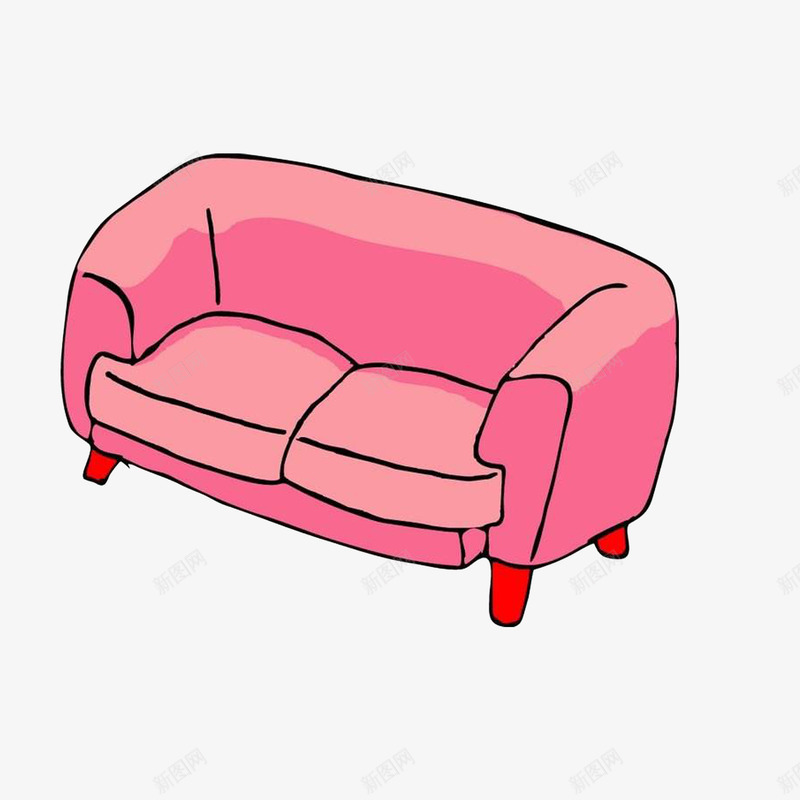 玫红色沙发png免抠素材_新图网 https://ixintu.com 家具简笔 彩绘 玫红色沙发 舒适柔软的沙发