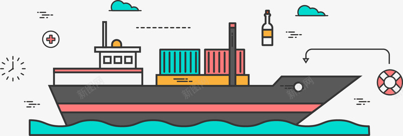 卡通轮船航海用品png免抠素材_新图网 https://ixintu.com 医药用品 卡通 扁平 游轮 简约 航海用品