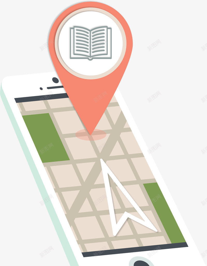 手机里的地图与定位图标png_新图网 https://ixintu.com 地图 定位 手机 手机图片 手机素材 数码产品 矢量手机