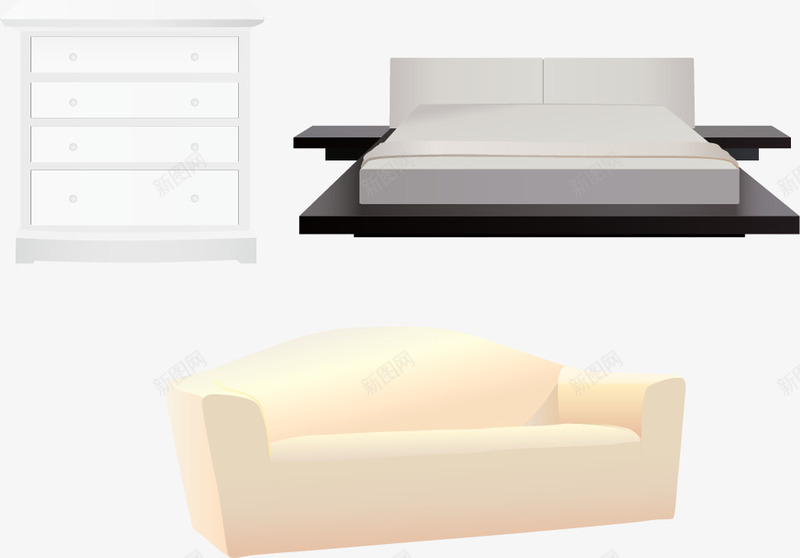 家具沙发床png免抠素材_新图网 https://ixintu.com 家具 床 床头柜 沙发