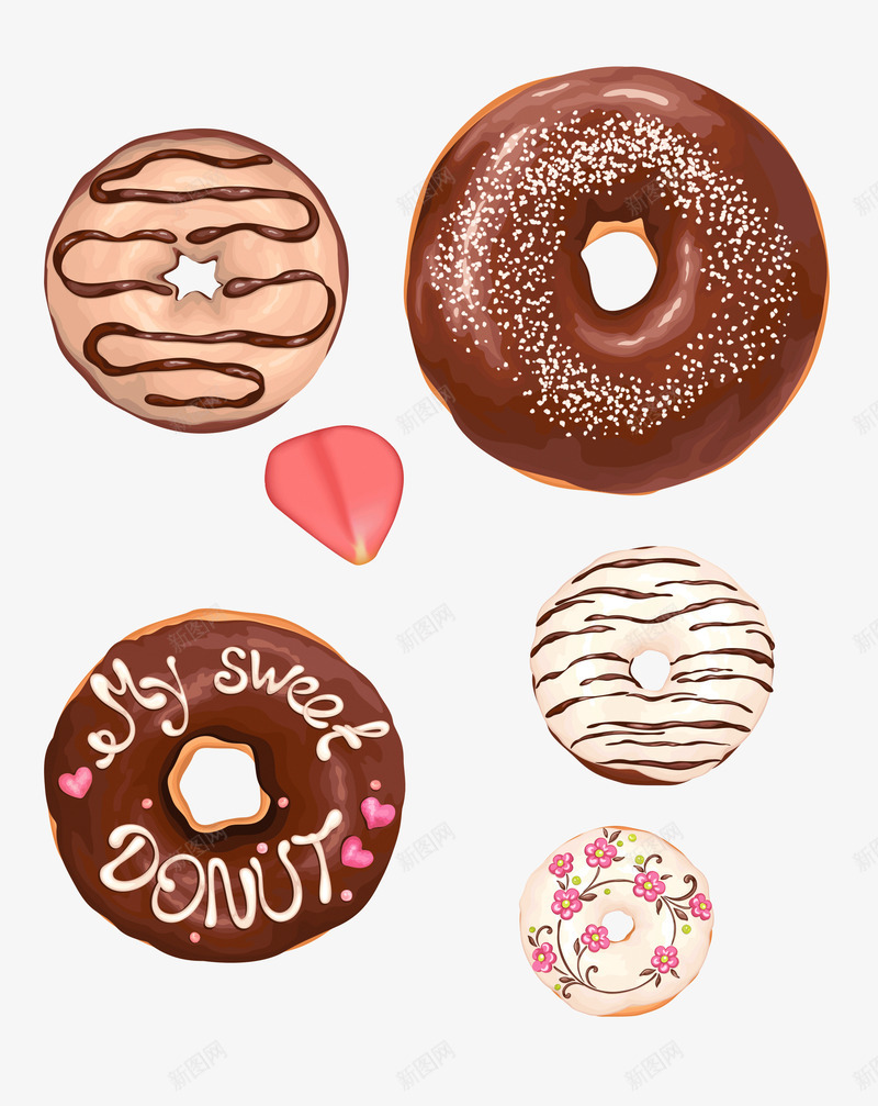 美味卡通甜甜圈png免抠素材_新图网 https://ixintu.com 卡通 巧克力 甜点 甜甜圈 美味