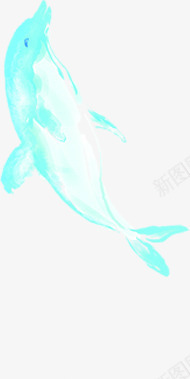蓝色海豚手绘背景png免抠素材_新图网 https://ixintu.com 海豚 背景 蓝色