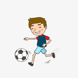 踢足球的卡通运动男孩矢量图素材