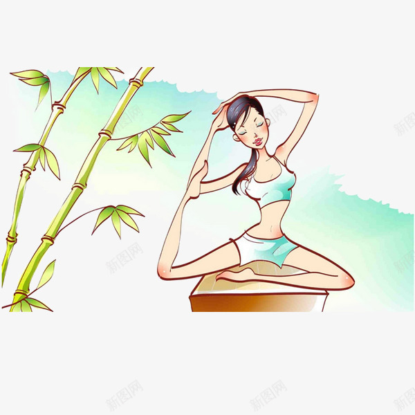 运动瑜伽卡通美女7png免抠素材_新图网 https://ixintu.com 卡通 瑜伽养 瑜伽培训 练瑜伽