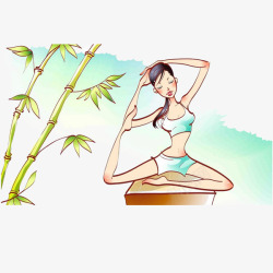 瑜伽养运动瑜伽卡通美女7高清图片