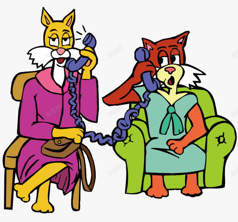 打电话的动物矢量图ai免抠素材_新图网 https://ixintu.com 动物 卡通 坐在沙发上的动物 打电话 打电话的小动物 电话 矢量图