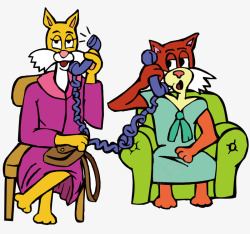 坐在沙发上的老人打电话的动物矢量图高清图片