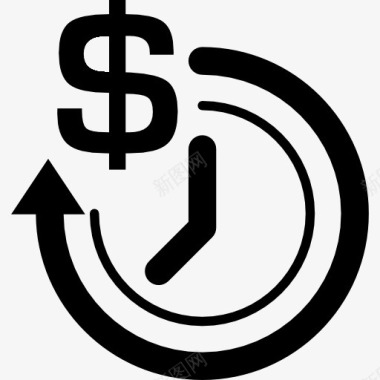 时钟与美元符号图标图标