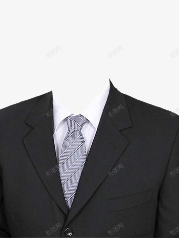 灰色领带黑色西装png免抠素材_新图网 https://ixintu.com 产品实物 男装 西装 黑色