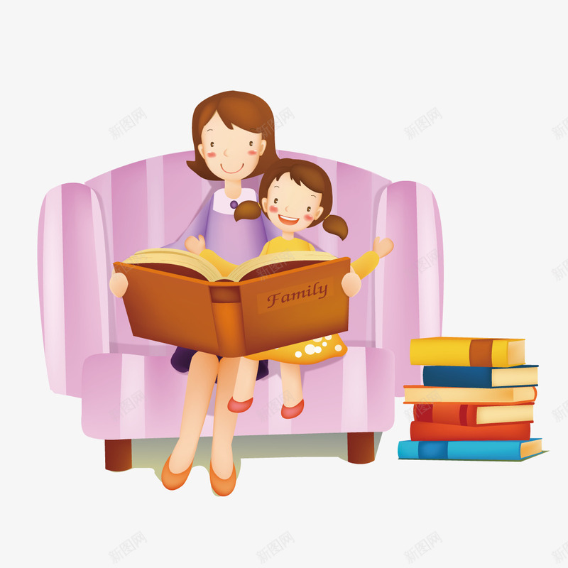 坐在沙发上教女儿读书的妈妈矢量图ai免抠素材_新图网 https://ixintu.com 女儿 妈妈 沙发 读书 矢量图