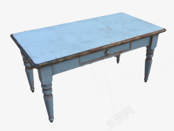 蓝灰色旧办公桌子素材