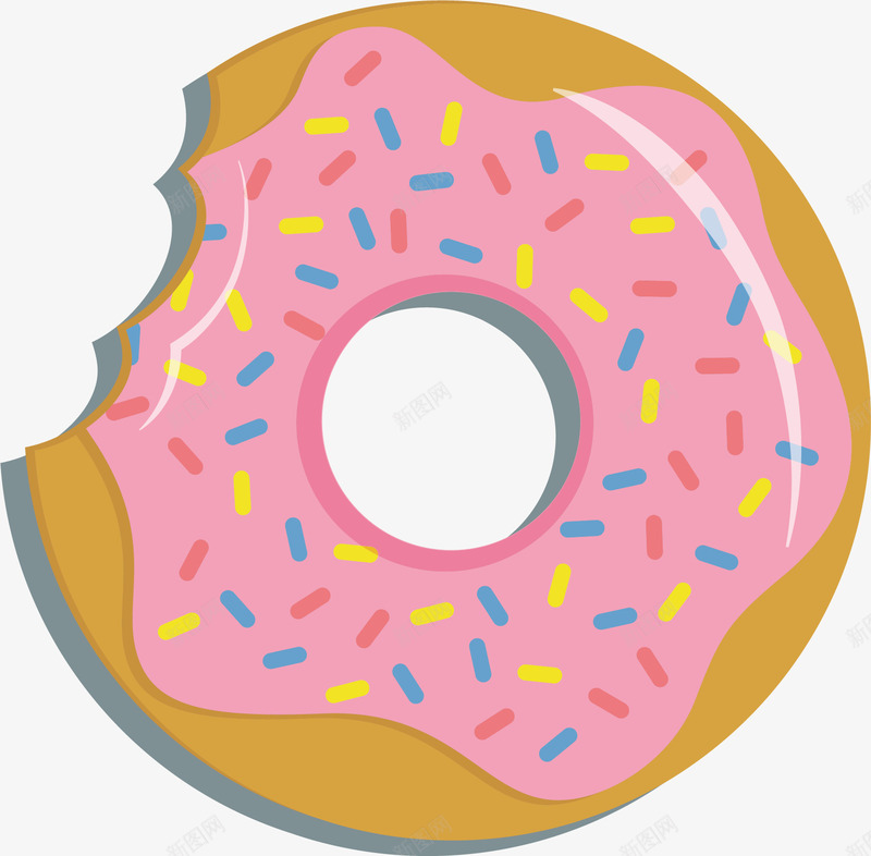 甜甜圈png免抠素材_新图网 https://ixintu.com 彩色 手绘 斑点 甜品 甜甜圈 粉色 缺口