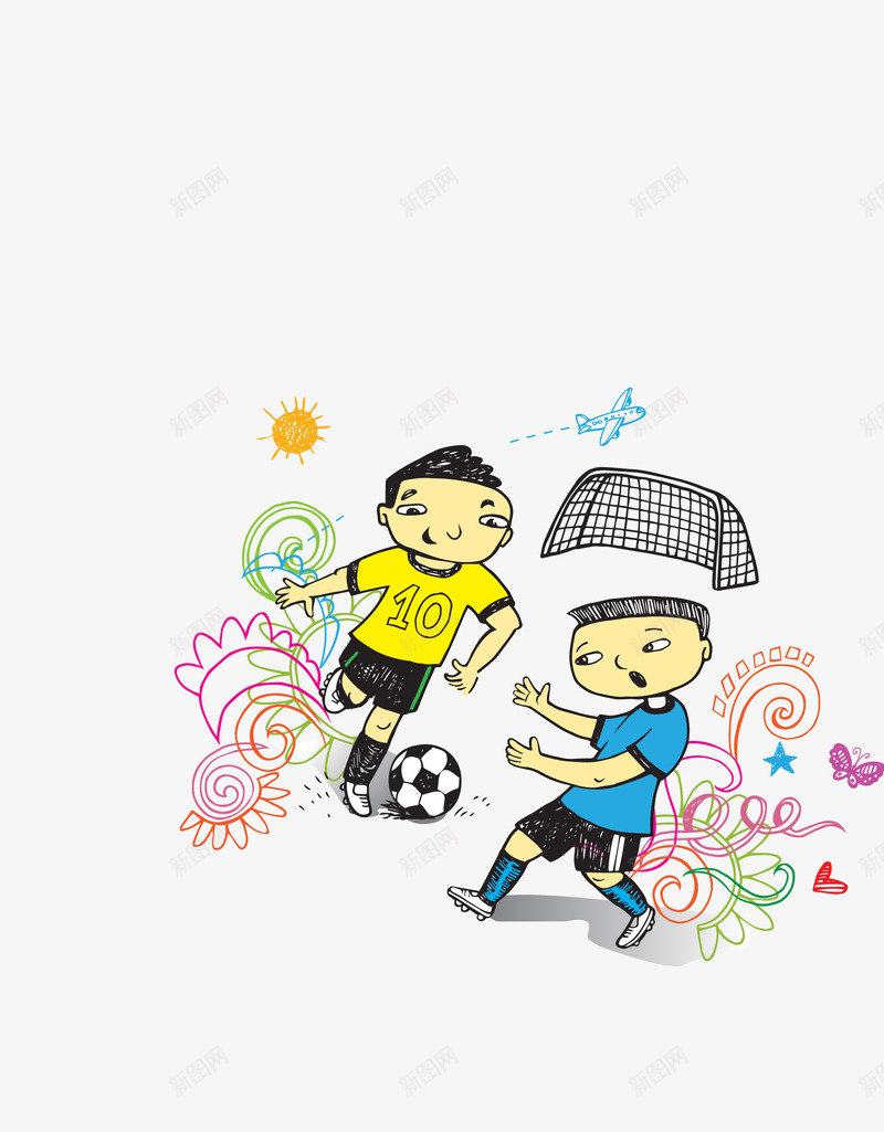 彩色卡通踢足球的小男孩们png免抠素材_新图网 https://ixintu.com 卡通 彩色小男孩们 矢量小男孩们 踢足球的小男孩们