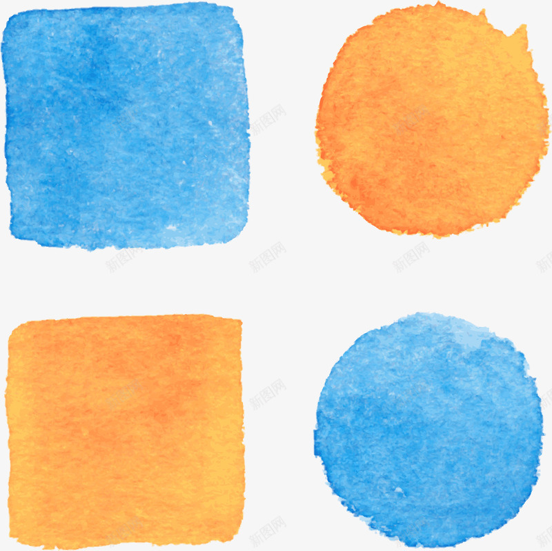 两款方形和圆形水彩元素矢量图eps免抠素材_新图网 https://ixintu.com EPS 元素 圆形 方形 桔色 水彩 蓝色 矢量图
