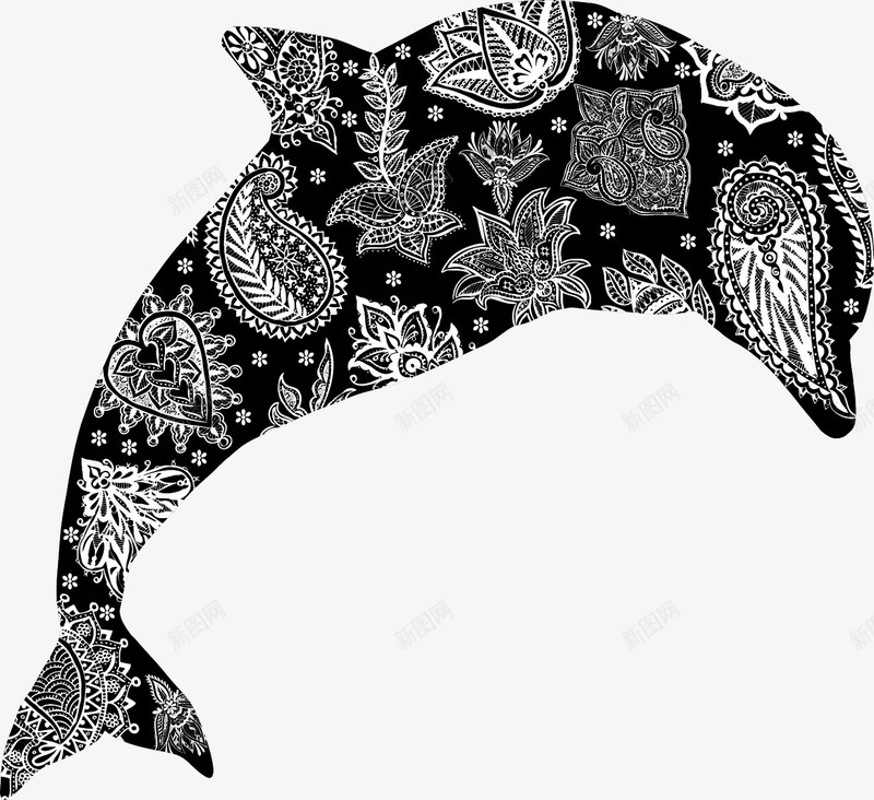 海豚矢量图ai免抠素材_新图网 https://ixintu.com 免费矢量下载 底纹 手绘 海豚 花纹 矢量图