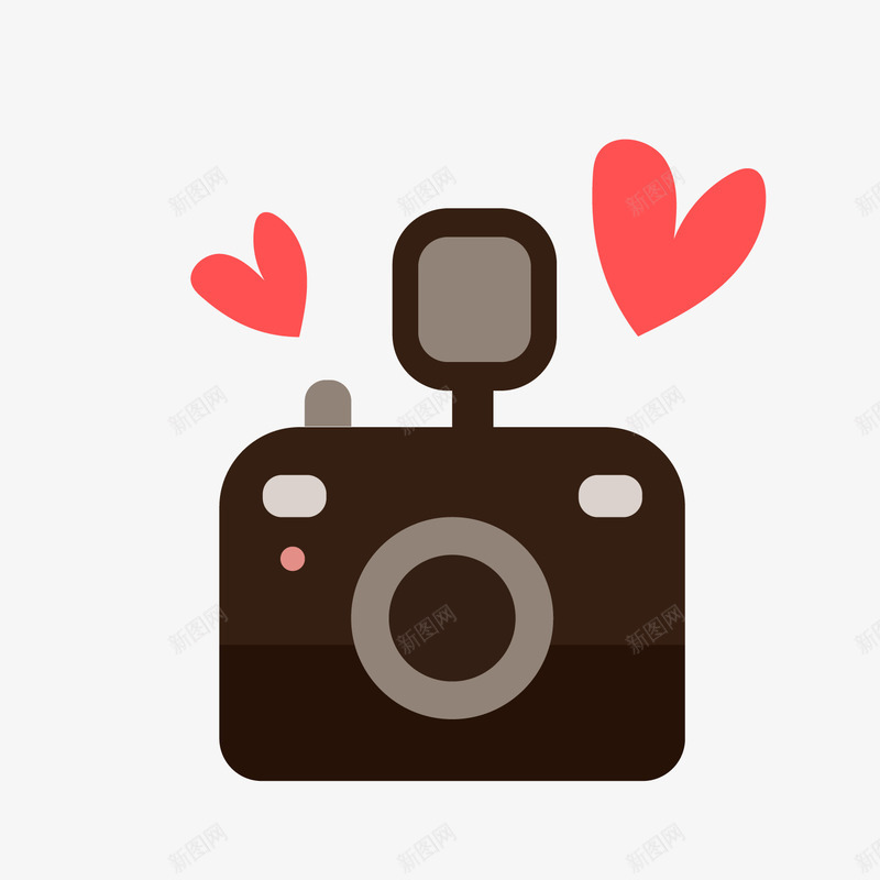 黑色数码相机png免抠素材_新图网 https://ixintu.com 卡通相机 数码产品 红色心形 背景装饰 黑色相机