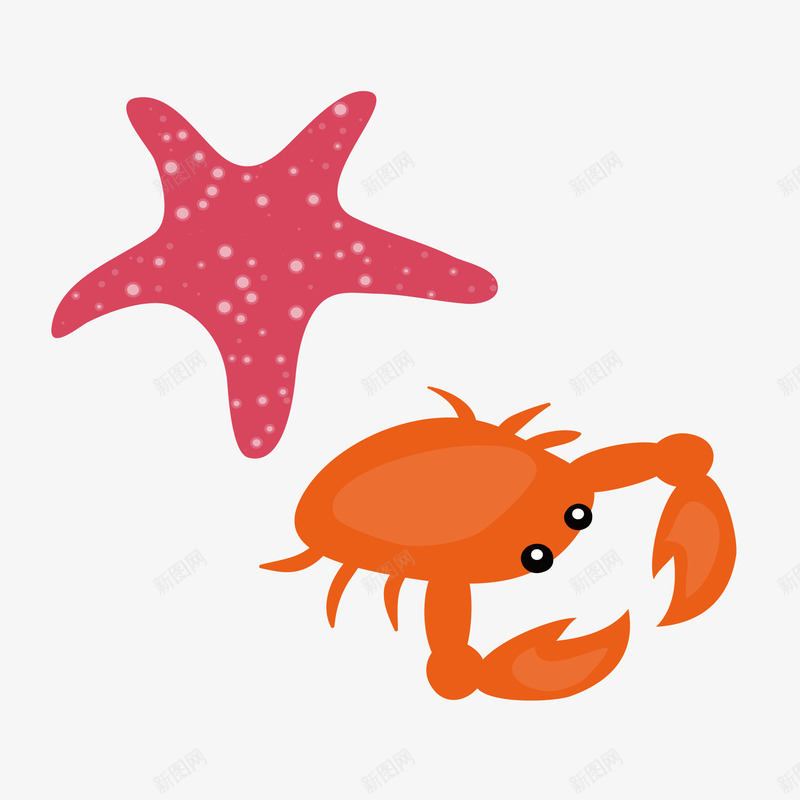 海星螃蟹png免抠素材_新图网 https://ixintu.com 卡通 手绘 海星 螃蟹
