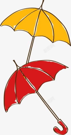 卡通手绘雨伞素材