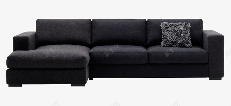 黑色整套沙发png免抠素材_新图网 https://ixintu.com 居家 布艺 沙发 装饰