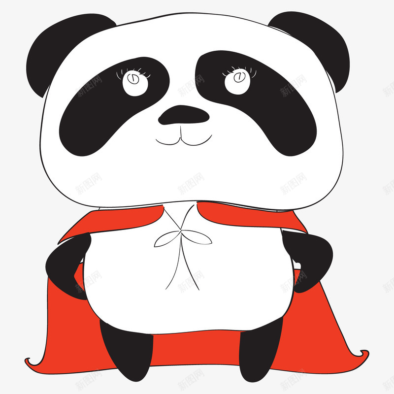 戴着红色斗篷的熊猫png免抠素材_新图网 https://ixintu.com 动漫 动物 卡通 可爱 插画 斗篷 熊猫 红色