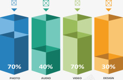 立体矩形占比图立体矩形占比图矢量图高清图片
