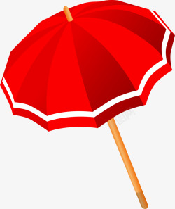 红色雨伞卡通效果夏日素材