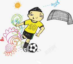 儿童足球玩耍卡通海报促销矢量图素材