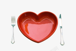 爱心西餐红色爱心餐盘高清图片