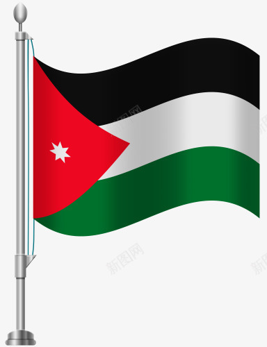 约旦国旗png免抠素材_新图网 https://ixintu.com 国旗 旗帜 白色 红色 约旦 绿色 黑色