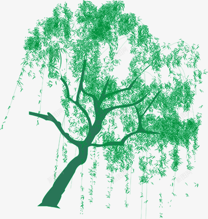绿色水墨艺术柳树造型png免抠素材_新图网 https://ixintu.com 柳树 水墨 绿色 艺术 造型