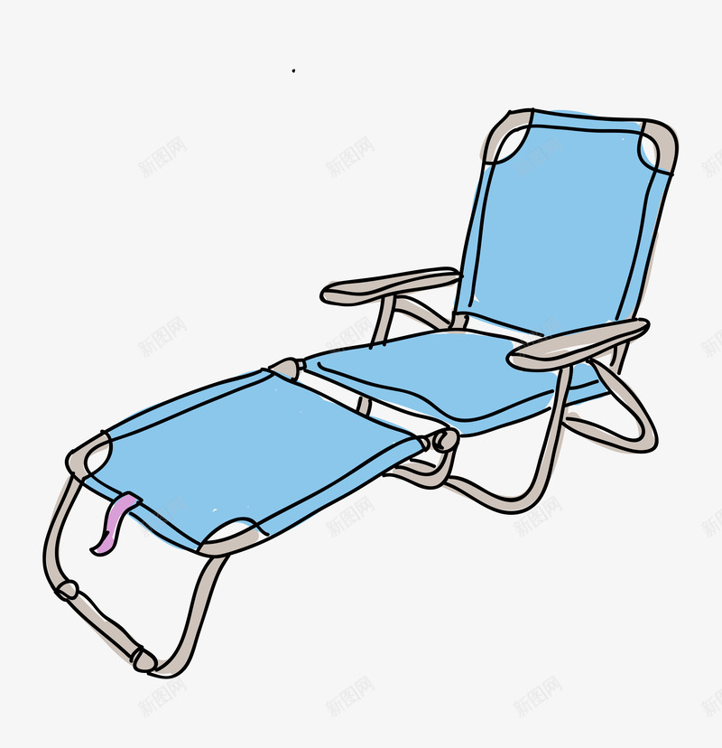 蓝色手绘的折叠床png免抠素材_新图网 https://ixintu.com 动漫动画 卡通手绘 手绘单人床 折叠床 蓝色 装饰图
