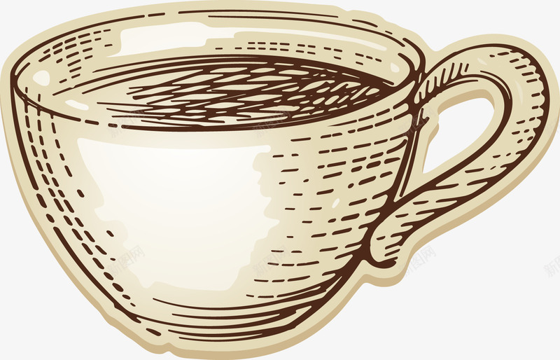 咖啡png免抠素材_新图网 https://ixintu.com 咖啡 咖啡杯 咖啡馆 手绘 杯子 线描