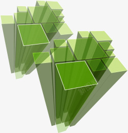 绿色立体正方形素材