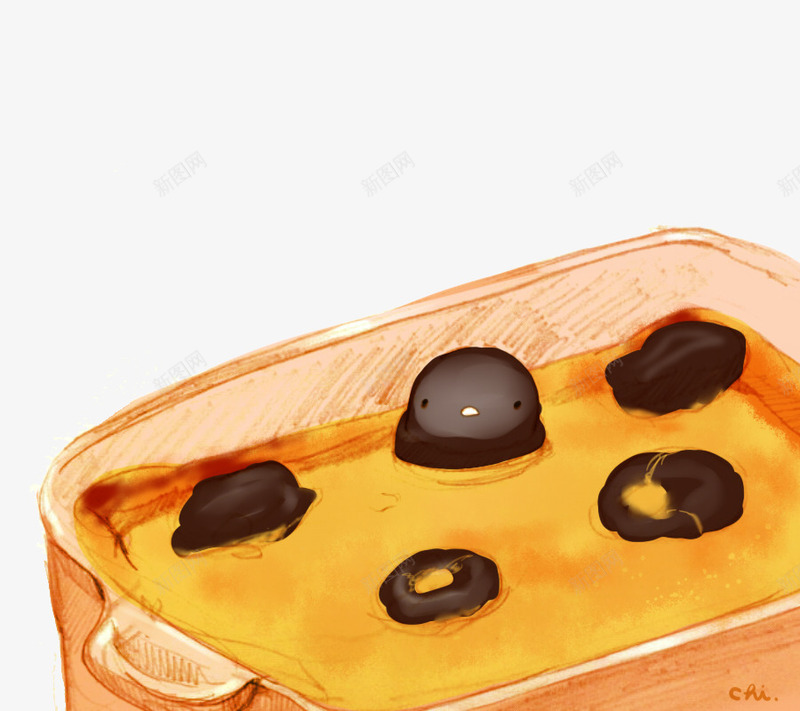 罗宋汤小鸡png免抠素材_新图网 https://ixintu.com 卡通 可爱 小鸡崽 手绘 甜点 萌 蛋糕 面包 食品 食品海报插画 食物