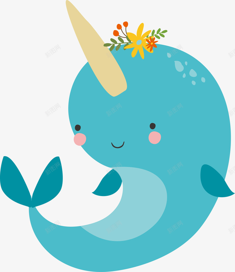 卡通蓝色海豚png免抠素材_新图网 https://ixintu.com 动物 动物园 卡通可爱 海豚 矢量图案 蓝色