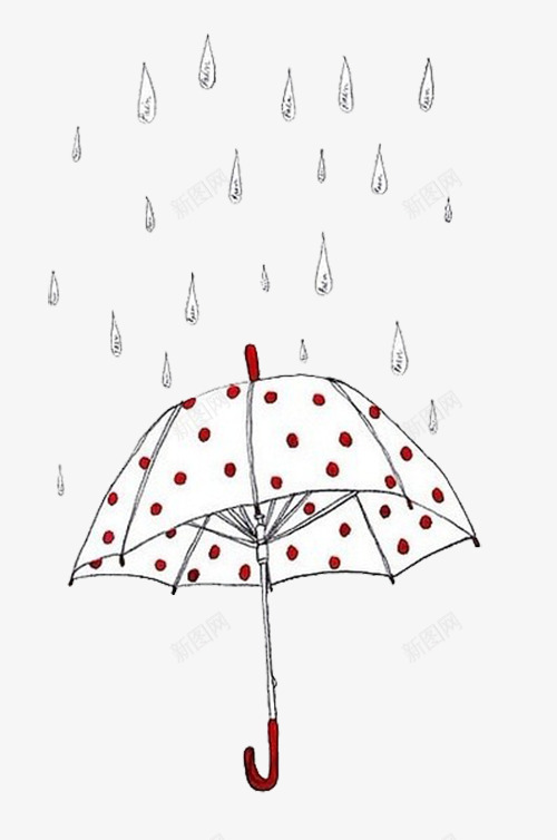 雨下的红色波点雨伞png免抠素材_新图网 https://ixintu.com 手绘 插画 雨伞 雨天