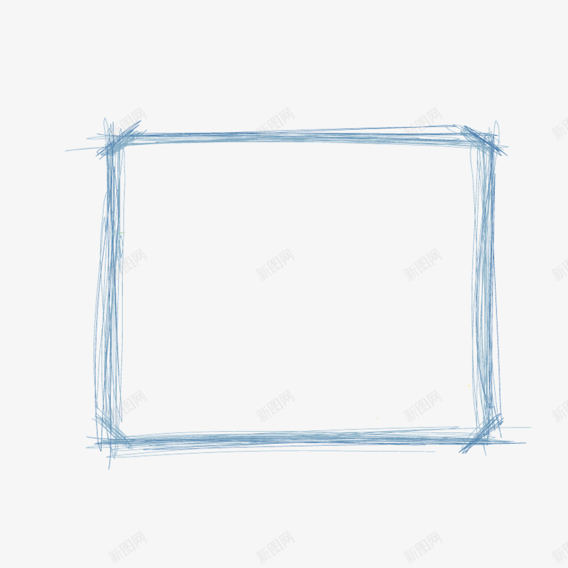 简约边框png免抠素材_新图网 https://ixintu.com 手绘 方形 简约 蓝色