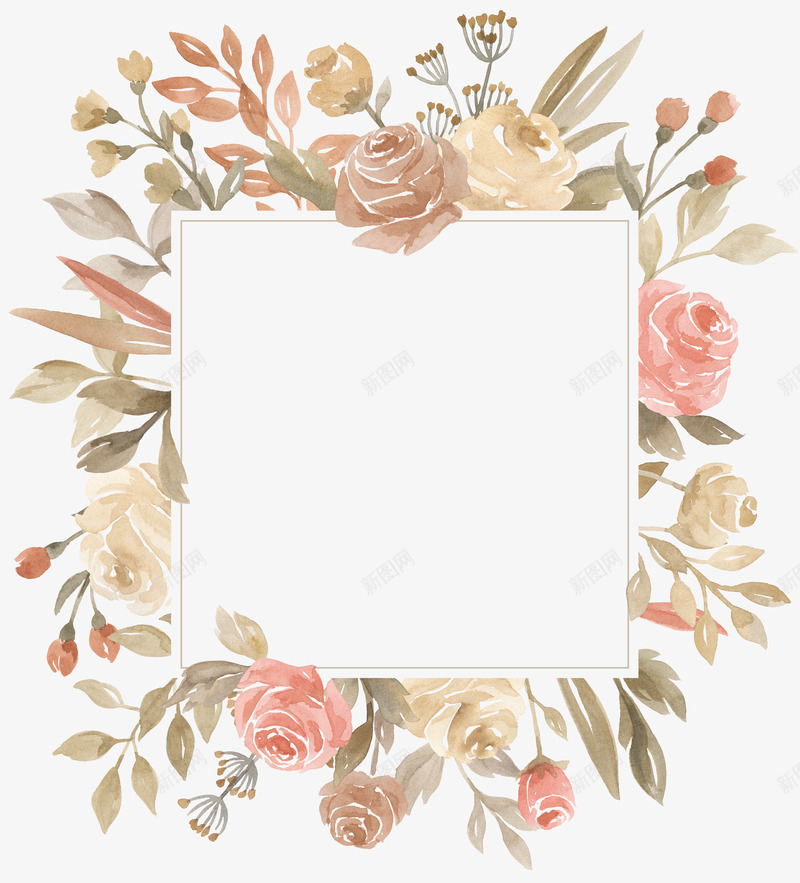 水墨花卉和方形白板png免抠素材_新图网 https://ixintu.com 创意 方形白板 标签 水墨 花卉 花朵 装饰