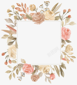 水墨花卉和方形白板素材