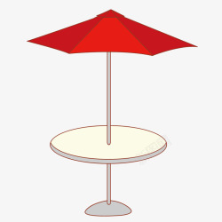 卡通小桌子红色卡通遮阳伞圆形小桌子高清图片