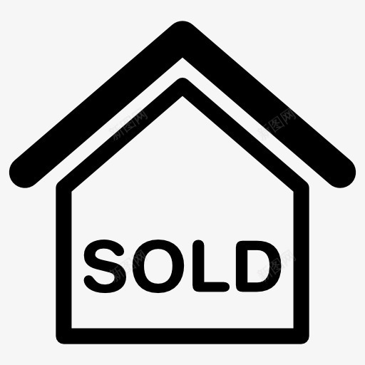 卖房子签图标png_新图网 https://ixintu.com 地图和国旗 家 房地产 房子出售