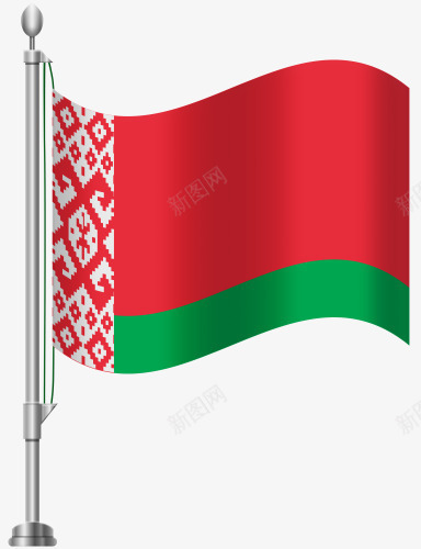 白俄罗斯国旗png免抠素材_新图网 https://ixintu.com 国旗 旗帜 白俄罗斯 红色 绿色 花纹