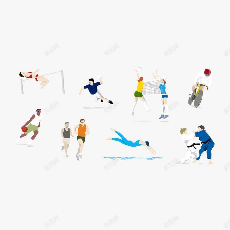 运动png免抠素材_新图网 https://ixintu.com 人物剪影 单车剪影 打球 踢足球 骑自行车