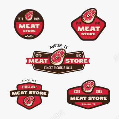 肉类彩色标签图标图标