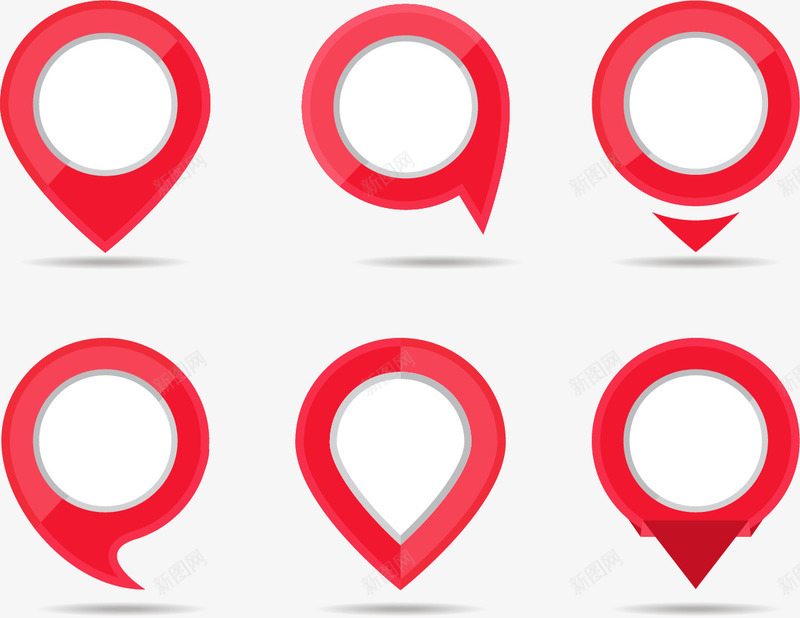 红色边框定位符图标png_新图网 https://ixintu.com 分类 商务 地图 定位符 矢量素材