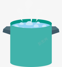 一桶开水卡通手绘绿色的一桶水高清图片